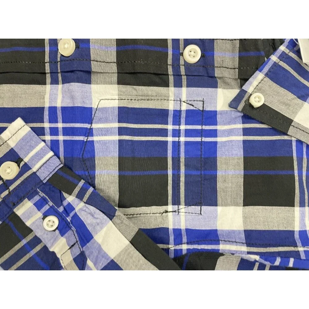 GYMBOREE Toddler Boy 2-Pcs Button Front Plaid Shirt 100% Cotton Blue/Green 3T - Picture 5 of 11